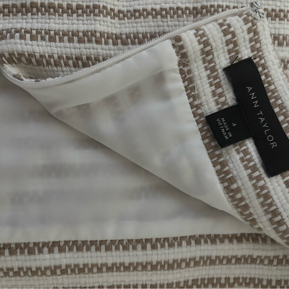 Ann Taylor Cream and Brown Striped Pencil Skirt - Picture 3 of 6
